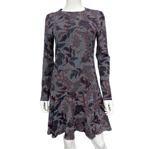Tory Burch Navy Floral Print Stretch Knit Dress